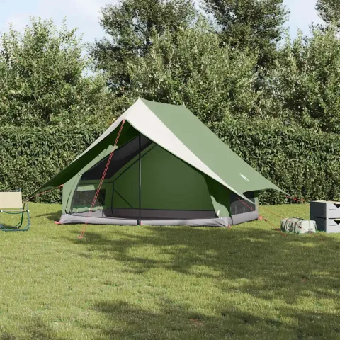 vidaXL Cort de Familie cu acoperiș Verde și alb 256 x 256 x 185 cm