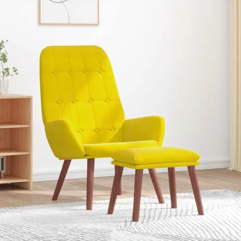 vidaXL Scaun de relaxare cu suport picioare, galben, catifea