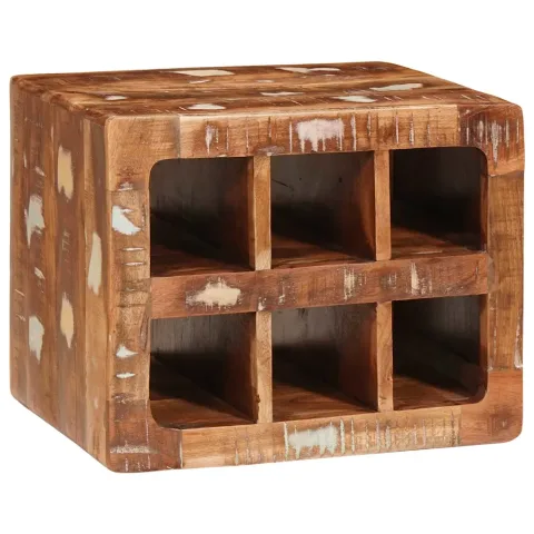vidaXL Raft pentru vin Maro 44 x 30 x 35 cm Lemn recuperat masiv