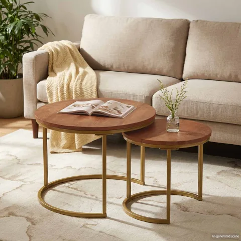 vidaXL Mese de Cafea Nesting 2 buc. Maro miere 50 x 50 x 40 cm