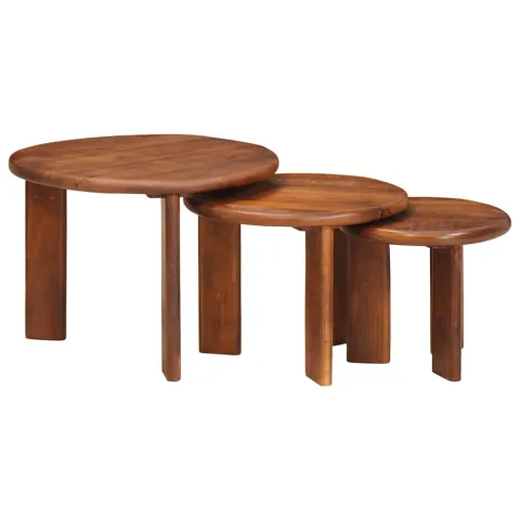 vidaXL Mese de Cafea Nesting 3 buc. Maro miere Ø 54 x 40 cm