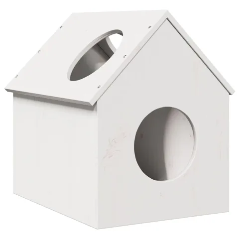 vidaXL Casă pentru pisici albă 41x50x50 cm lemn masiv de pin