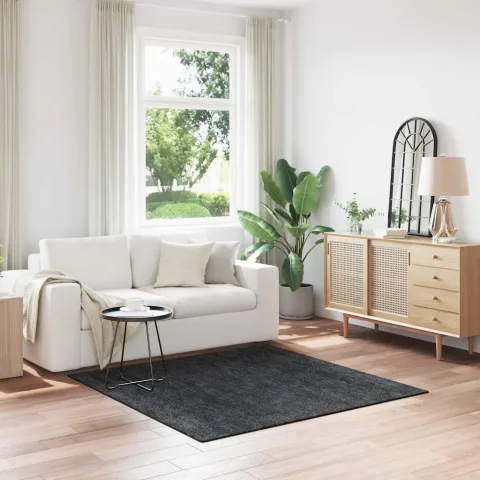 vidaXL Covor Shaggy Antiderapant Gri închis 160 x 160 cm PP