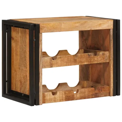 vidaXL Raft pentru vin 60 x 45 x 33 cm Lemn de Mango Solid și Şlefuit