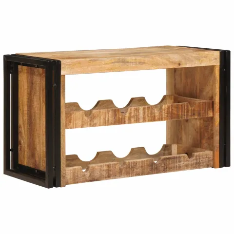 vidaXL Raft pentru vin 80 x 45 x 33 cm Lemn de Mango Solid și Şlefuit