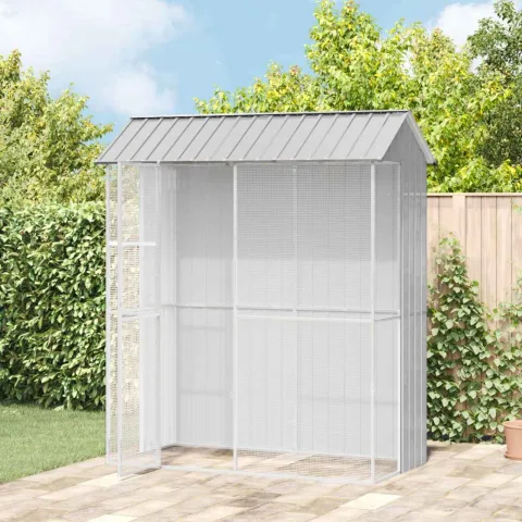 vidaXL Cușcă pentru păsări Gri 215 x 110 x 247 cm Oțel Galvanizat