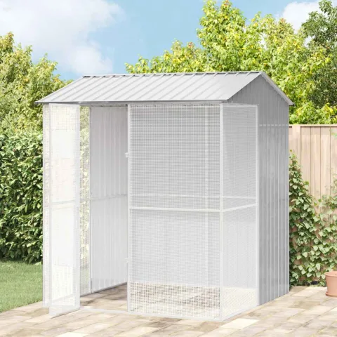 vidaXL Cușcă pentru păsări Gri 215 x 210 x 247 cm Oțel Galvanizat