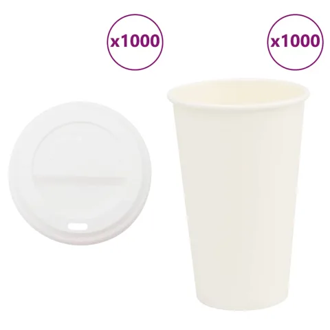 vidaXL Cești de cafea din hârtie cu capace 1000 buc 16 oz 400 ml