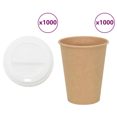 vidaXL Cești de cafea din hârtie cu capace 1000 buc 12 oz 300 ml