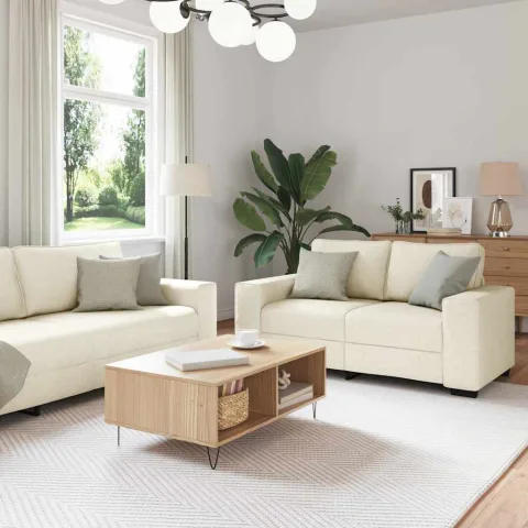 vidaXL Canapea 3 buc. Bej Material textil din in
