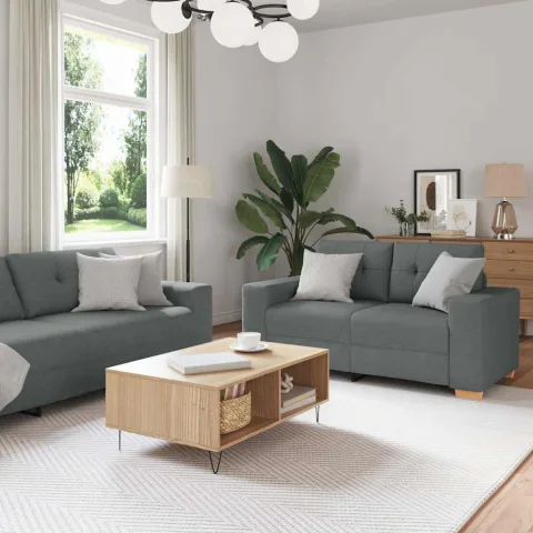 vidaXL Set canapele 2 piese cu perne gri închis, material textil