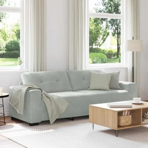 vidaXL Canapea cu 3 locuri, gri deschis, 220x78x80 cm, catifea