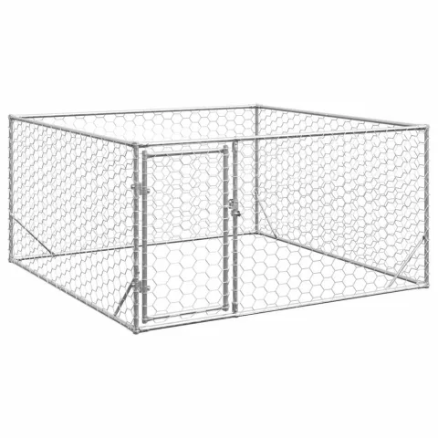 vidaXL Cușcă pentru câini de exterior cu ușă 2x2x1 m, oțel galvanizat
