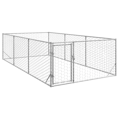 vidaXL Cușcă pentru câini de exterior cu ușă 2x4x1 m, oțel galvanizat