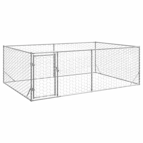 vidaXL Cușcă pentru câini de exterior cu ușă 3x2x1 m, oțel galvanizat