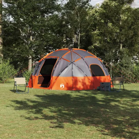 vidaXL Cort cu dome Gri și Portocalie 475 x 475 x 235 cm tafta