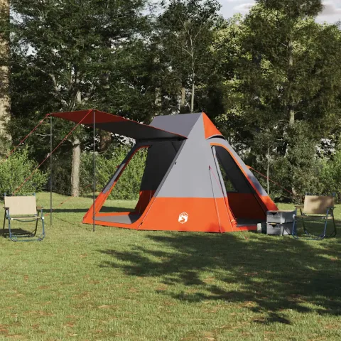 vidaXL Cort de Camping 10 persoană Gri și Portocalie tafta