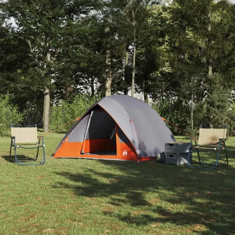 vidaXL Cort de Camping 2 persoană Gri și Portocalie tafta