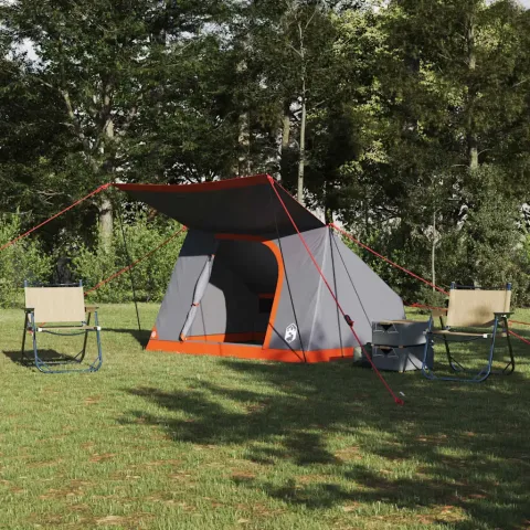 vidaXL Cort de Camping 4 persoană Gri și Portocalie tafta