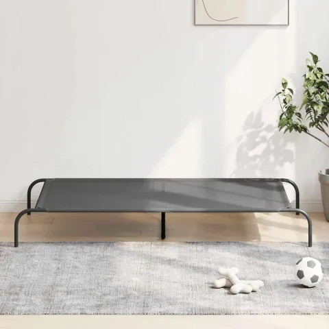 vidaXL Pat înălțat pentru câini gri 150x90x20 cm Textilenă și oțel