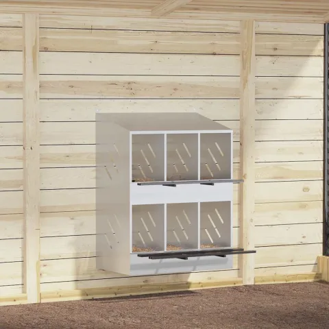 vidaXL Cubit pentru pui cu 6 compartimente, metal argintiu galvanizat