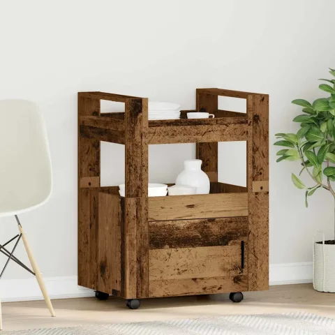 vidaXL Troler de Bucătărie Lemn vechi 60 x 45 x 80 cm Lemn prelucrat