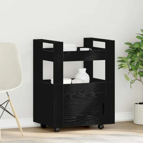 vidaXL Troler de Bucătărie Stejar negru 60 x 45 x 80 cm Lemn prelucrat