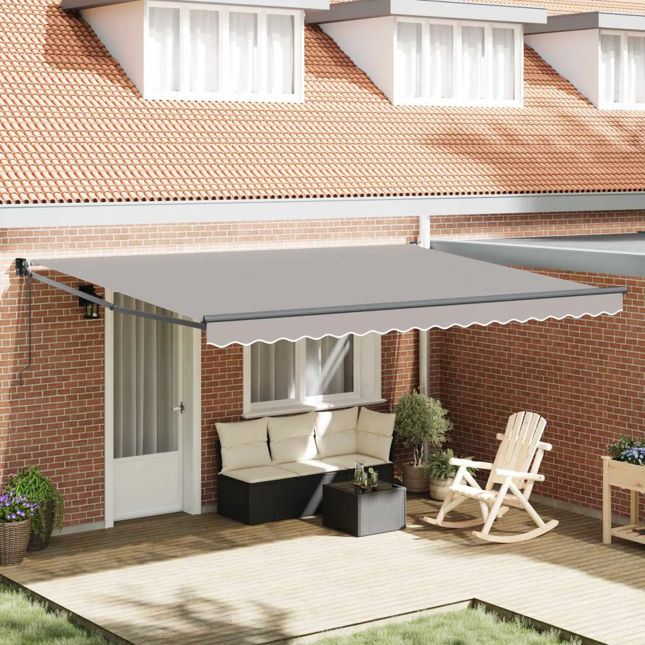 vidaXL Copertină retractabilă Gri deschis 450 x 300 x 165 cm