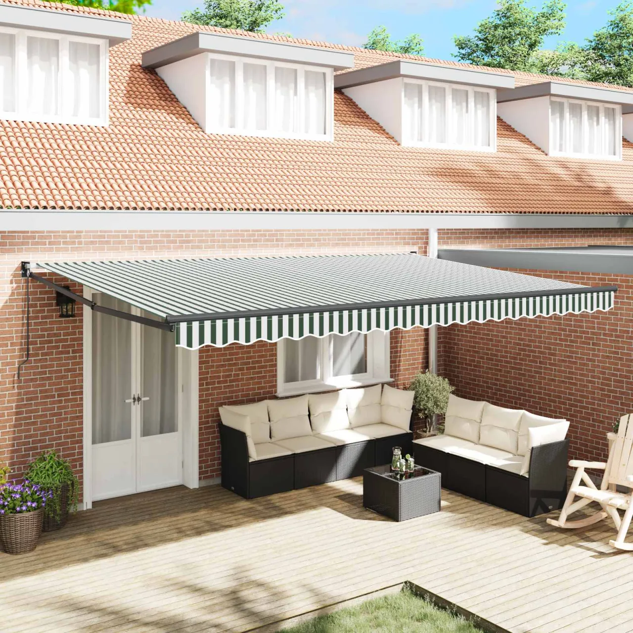 vidaXL Copertină retractabilă Verde 500 × 300 cm
