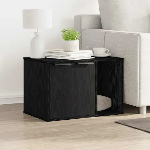 vidaXL Litiera pentru pisici, împrejmuire, stejar negru, 60x40x40 cm, lemn stratificat