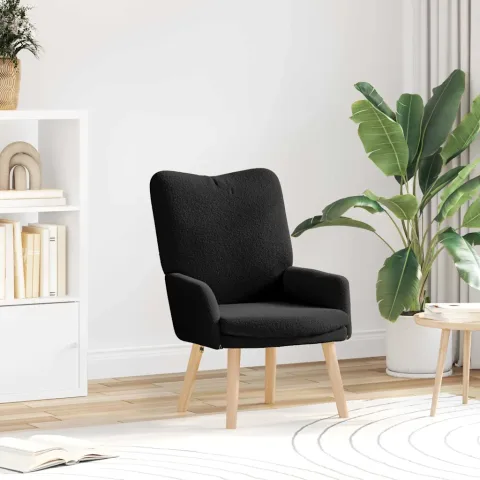 vidaXL fotoliu Negru 63 x 67 x 94 cm Țesătură de Oaie și Plywood