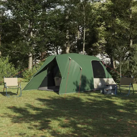 vidaXL Cort cu dome pentru 4 persoane Verde 455 x 252 x 178 cm