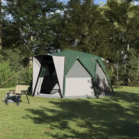 vidaXL Cort pentru 6 persoane cu acoperiș Verde 425 x 396 x 222 cm