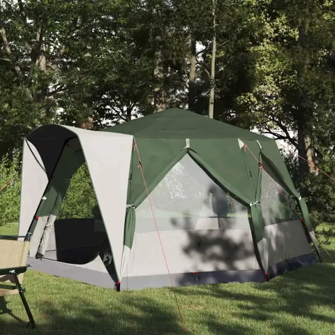 vidaXL Cort pentru 5 persoane Verde și alb 333 x 317 x 194 cm