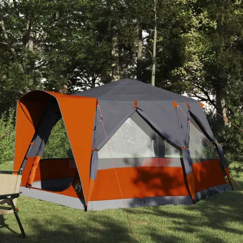 vidaXL Cort pentru 5 persoane Gri și Portocalie 333 x 317 x 194 cm