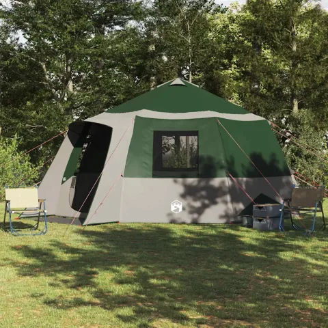 vidaXL Cort cabană pentru 12 persoane Verde și gri 500 x 500 x 294 cm