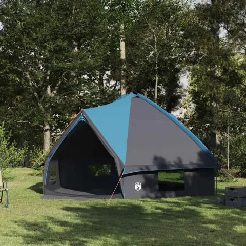 vidaXL Cort Teepee pentru 10 Persoane 10 persoană Albastru și Gri