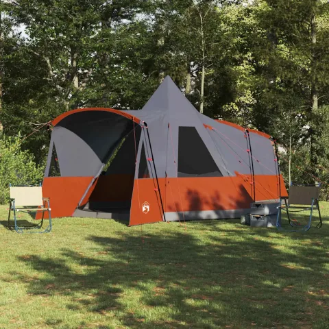 vidaXL Cort Teepee pentru 8 Persoane 8 persoană Gri și Portocalie