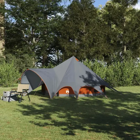 vidaXL Cort Teepee pentru 3 Persoane 3 persoană Gri și Portocalie