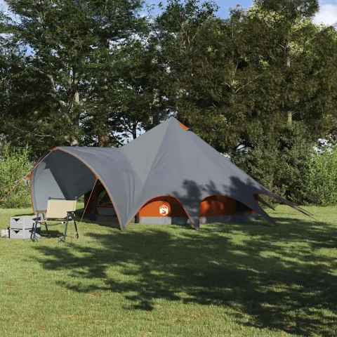 vidaXL Cort Teepee pentru 5 Persoane 5 persoană Gri și Portocalie