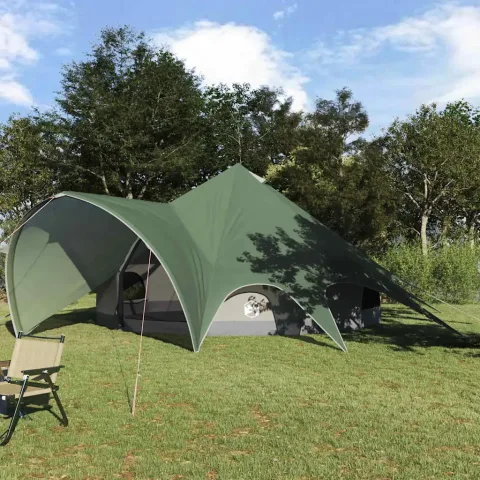 vidaXL Cort Teepee pentru 7 persoane 7 persoană Verde și gri