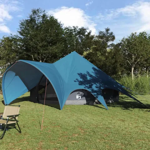 vidaXL Cort Teepee pentru 7 persoane 7 persoană Albastru și Gri