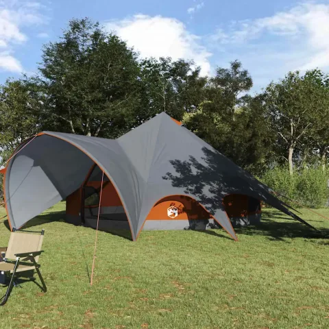 vidaXL Cort Teepee pentru 7 persoane 7 persoană Gri și Portocalie
