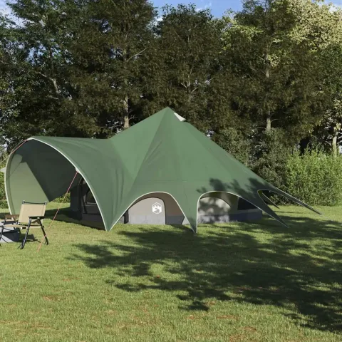 vidaXL Cort Teepee pentru 9 Persoane 9 persoană Verde și gri