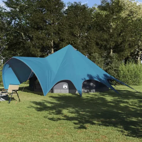 vidaXL Cort Teepee pentru 9 Persoane 9 persoană Albastru și Gri