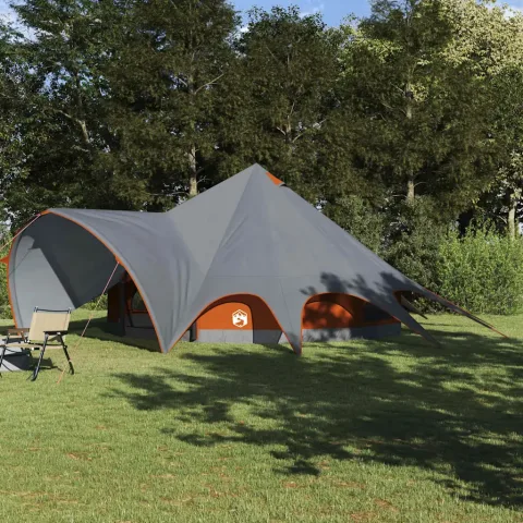 vidaXL Cort Teepee pentru 9 persoane 9 persoană Gri și Portocalie