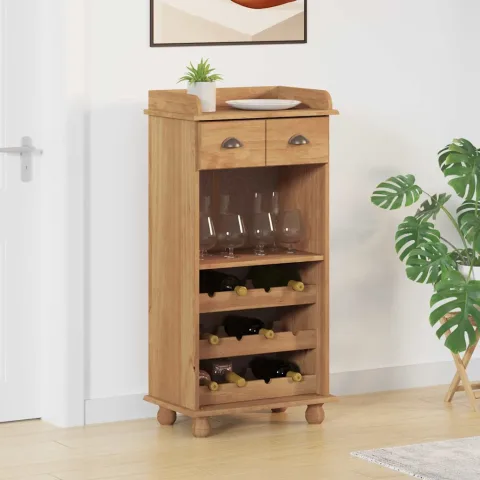 vidaXL Cabinet pentru vin ASKIM Ceară de Miere 57 x 37 x 114 cm