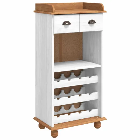 vidaXL Cabinet pentru vin ASKIM Alb cu Capac de Miere 57 x 37 x 114 cm