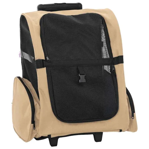 vidaXL Cărucior pentru animale de companie 3 în 1, design nisipos, 48x32x(57-106) cm, material Oxford