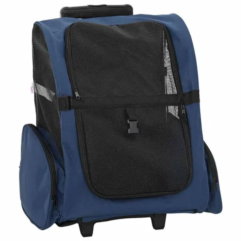 vidaXL Cărucior pentru animale de companie 3 în 1, design albastru, 48x32x(57-106) cm, material Oxford